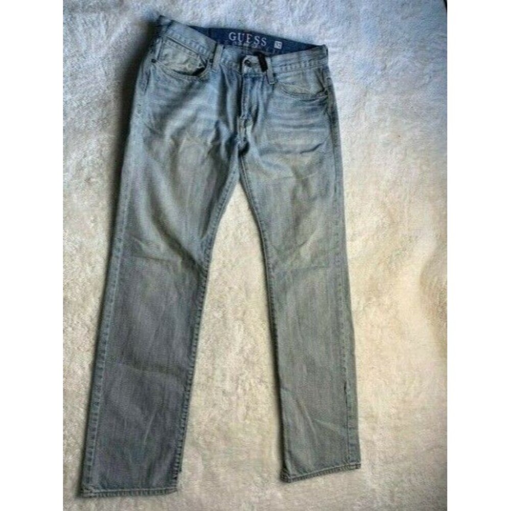 Guess Mens Jeans Size 32X32 Lincoln Slim Straight Light Wash